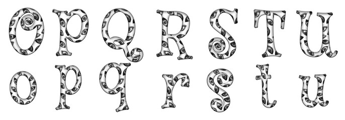 Design Eye patterns Cool designs o, p, q, r, s, t, u word classic fontart design abc Alphabet letter text typography font © skopurbo