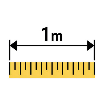 One meter measurement ruler graphic with arrows and scale measurement distance dimension calculation precision engineering construction indicator graphics mathematics standard straight
