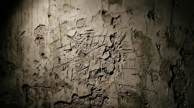 Ancient stone wall with mysterious carvings.