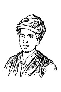 Edward Young (1681&ndash;1765), English poet and author of Night Thoughts, in robe with head wrap, old vintage illustration, 1897.