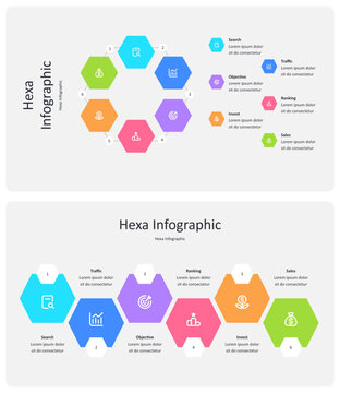 Hexagon Honeycomb Business Process Infographic Vector Template