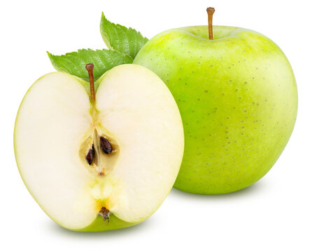 Fresh Green Apple Isolated on White background, with clipping path, gourmet beverage branding and premium food packaging design.