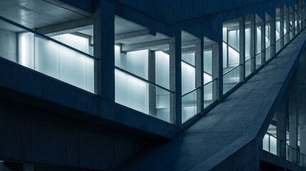 Fototapeta premium Minimalist Architectural Ceiling With Repeating Steel Beams