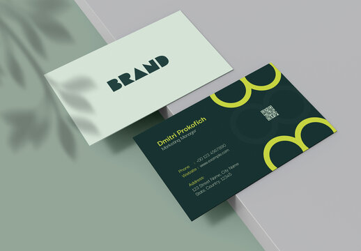 Modern Minimalist Business Card Template with&nbsp;Dark Green Accents