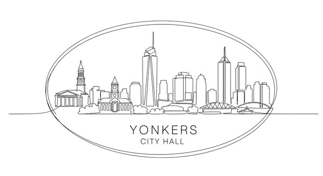 Yonkers city hall skyline illustration