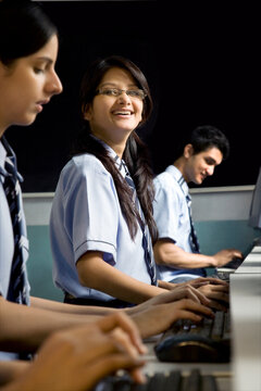 Portrait of a student in a computer lab