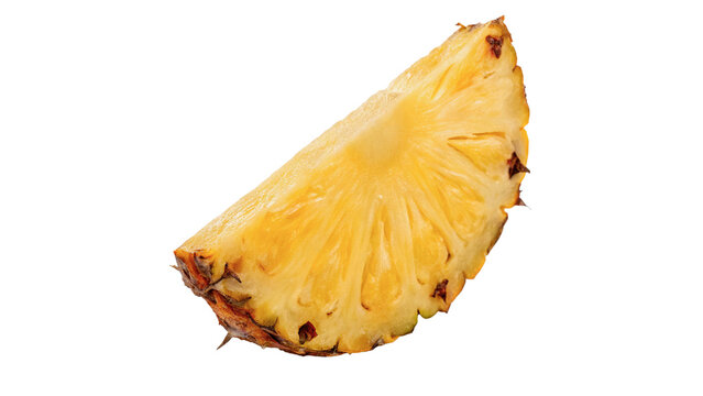 Single triangular slice of fresh ripe sweet pineapple isolated on transparent background