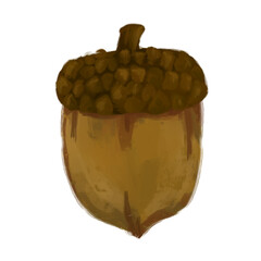 Vintage Painterly Acorn for Autumn Cottagecore © Galleriza