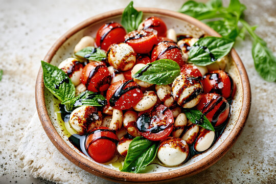 White Bean Caprese Salad with Mozzarella and Basil &ndash; AI Generative