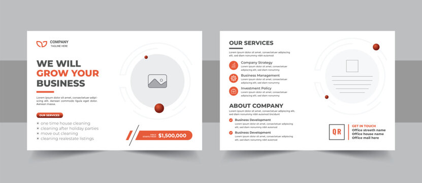 Modern company eddm postcard layout template suitable for corporate business marketing and agency promotion design