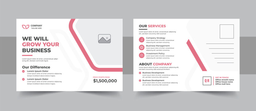 Clean and modern corporate business postcard design template with professional company eddm postcard layout for print marketing