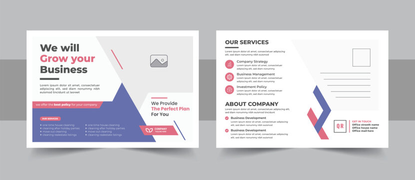 Business postcard design template for modern corporate company with creative eddm postcard layout design