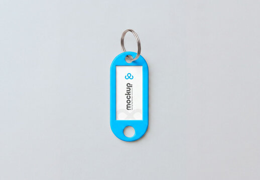 Plastic Key Ring Tag Label Mockup