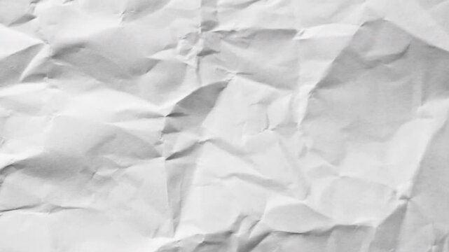 White crumpled paper texture background with stop motion style in 4K resolution video.