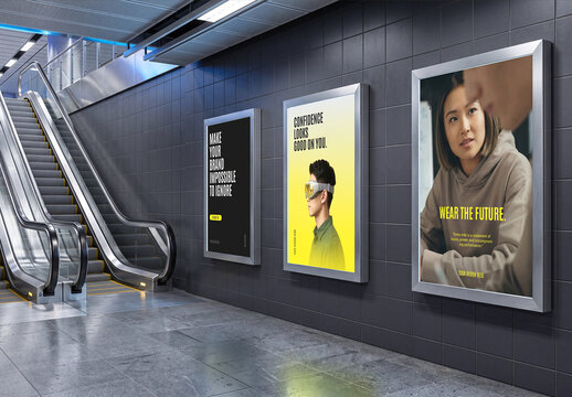 Subway Station Lightbox Poster Billboard Mockup