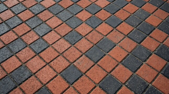 Red and black brick pavement pattern.