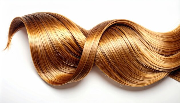 Lustrous, glossy auburn hair artfully styled in a flowing, wavy silhouette