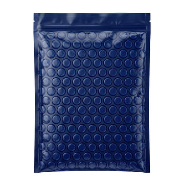 Blue Bubble Wrap Zip Lock Bag Isolated on Transparent Background