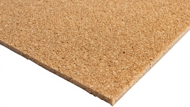 Square sheet of natural flexible brown cork material isolated on transparent background cut out