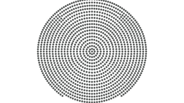Concentric radial dotted circle pattern - abstract halftone orb of dots in grey for backgrounds logos and geometric design elements vector illustration