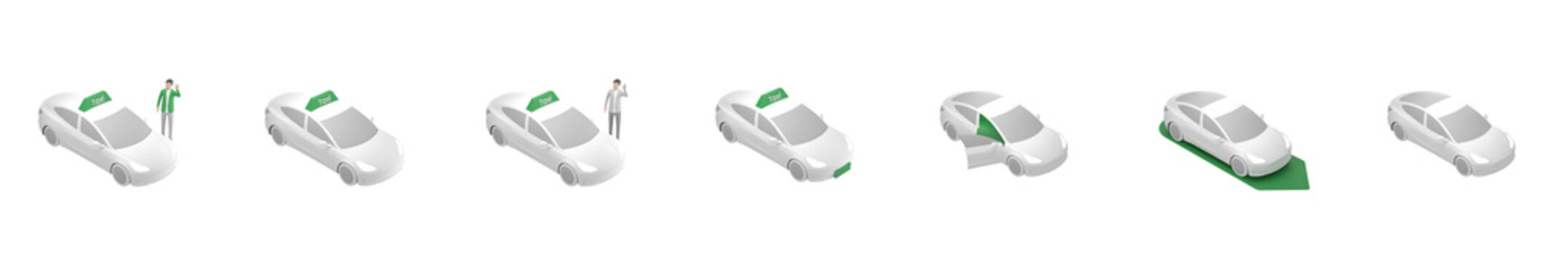 3D Car and Taxi Icons Set