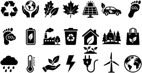 Obraz premium Set of environmental and sustainability ecology icons.
