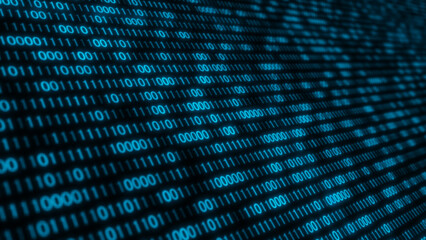 Fototapeta premium Binary matrix code information cyberspace network science abstract computer, technology blue datum digital program software, hacker communication virtual