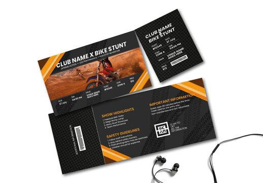 Extreme Bike Stunt Event Ticket Design Template