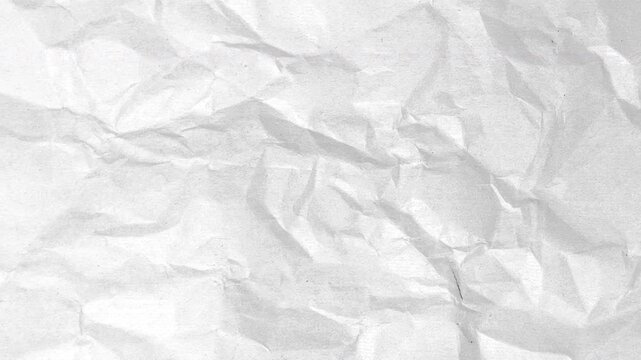 Seamless white crumpled paper texture background animation with stop motion effect 4K resolution.