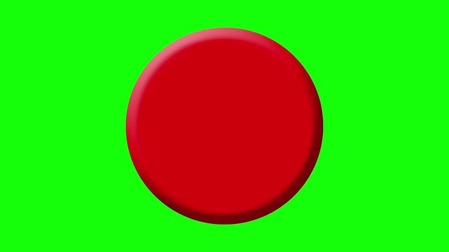 Red Circle Button Record Push Button Stop Dot Round Badge Icon Animation on Green Screen Background