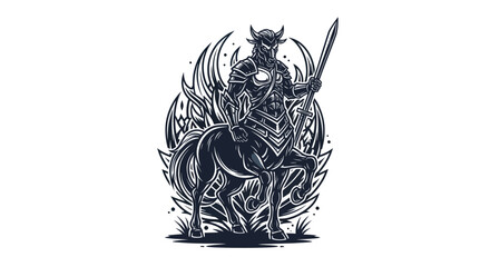 Obraz premium Mythical centaur warrior illustration with sword and armor