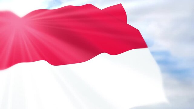 Monaco Flag Seamless Loop 4k 60fps on Sky Background