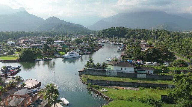 Aerial view of the Marina Bracuhy near the town of Angra dos Reis in Brazil