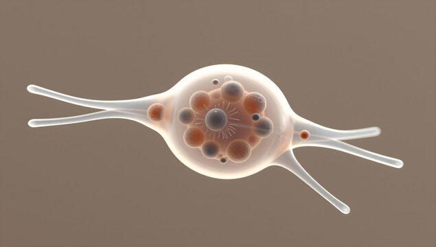 Biological 3D model of an amoeba showing extended pseudopod