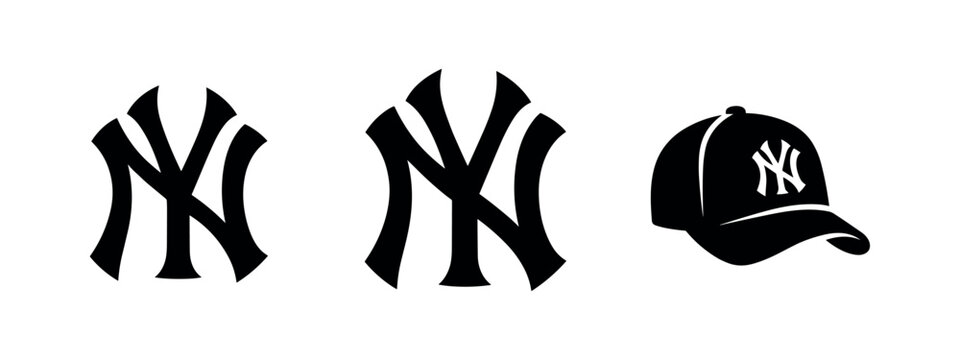 Black silhouette icons of the New York Yankees logo and a baseball cap