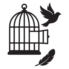 Fototapeta premium Bird silhouette icon set. Minimalist avian vector graphics for nature and wildlife design.