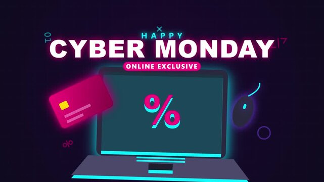 Vibrant Digital Elements Animating on Dark Background for Online Promotion