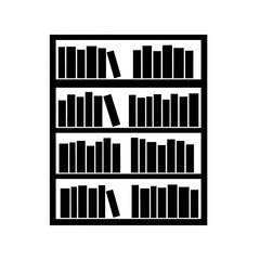 Fototapeta premium Black Silhouette of a Bookshelf Filled with Books 1.