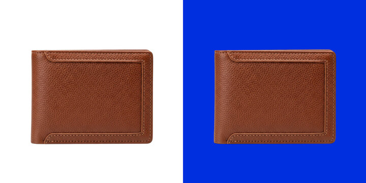 A classic brown leather wallet for money and credit cards shown from a top down perspective