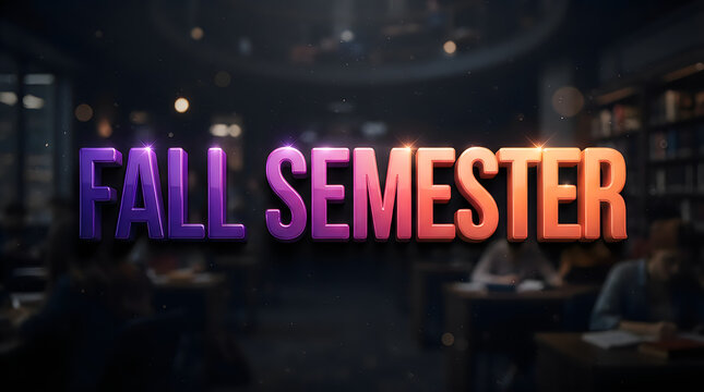Modern 3d fall semester gradient typography isolated on transparent background for academic marketing, university announcements, and educational event graphics.
