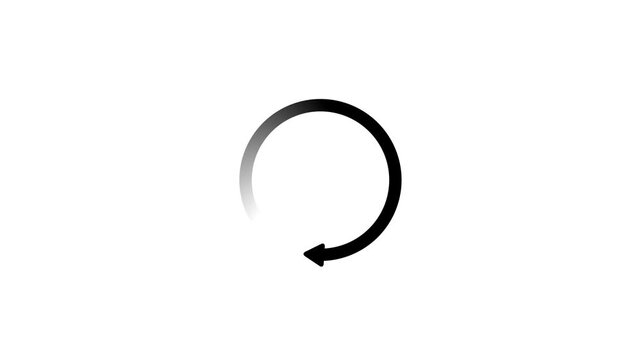 Animation of rotation of movement in a circle arrows on a white background.