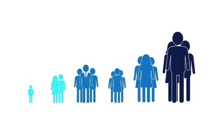 Obraz premium Growing Population Groups and Social Development Icon Chart