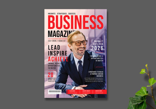 Business Magazine Cover Template with Modern Editorial Design