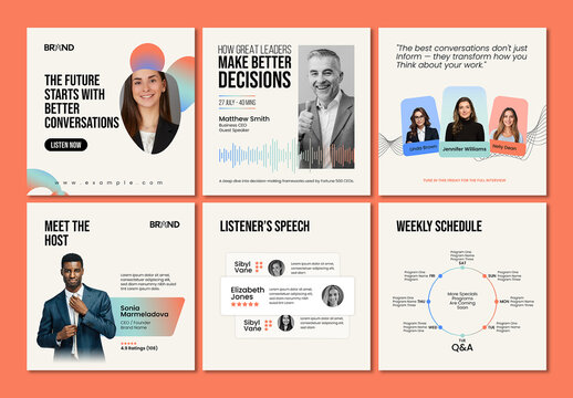 Business Podcast Social Media Carousel Template