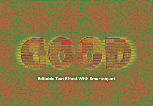 Retro Glitch Text Effect Template with Vintage CRT Display