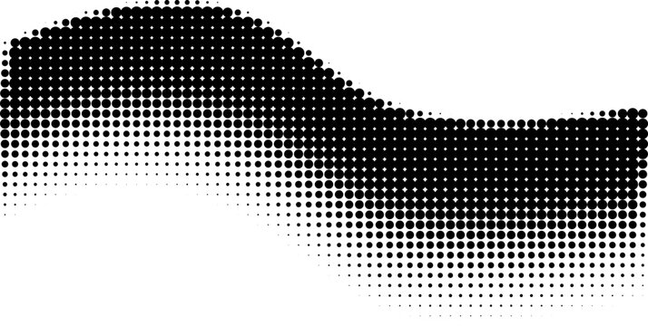 Black White Halftone Dots Wave Background