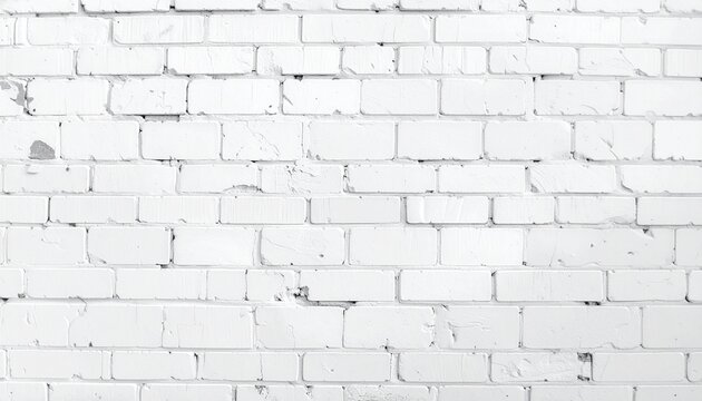 A bright white brick wall with a textured surface ideal for modern interior design backdrops and rustic urban photography backgrounds.