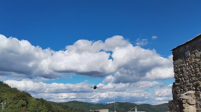 drone for aerial shots inside the castle walls