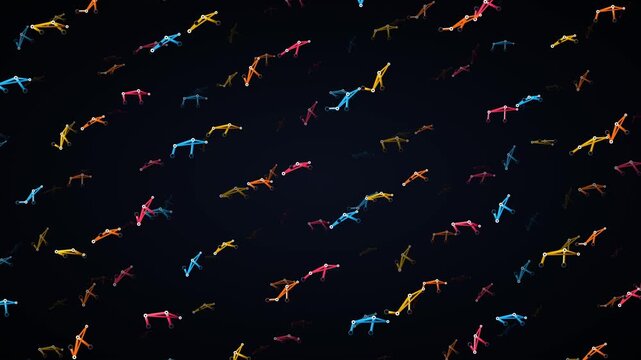 Dynamic Pattern Design Of Abstract Connected Lines And Dots Moving On A Dark Background