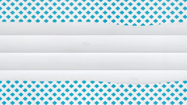 White horizontal strips appearing over a blue geometric pattern